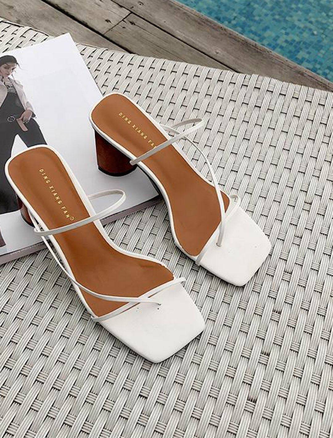 Square Toe Strappy Sandals with High Heels