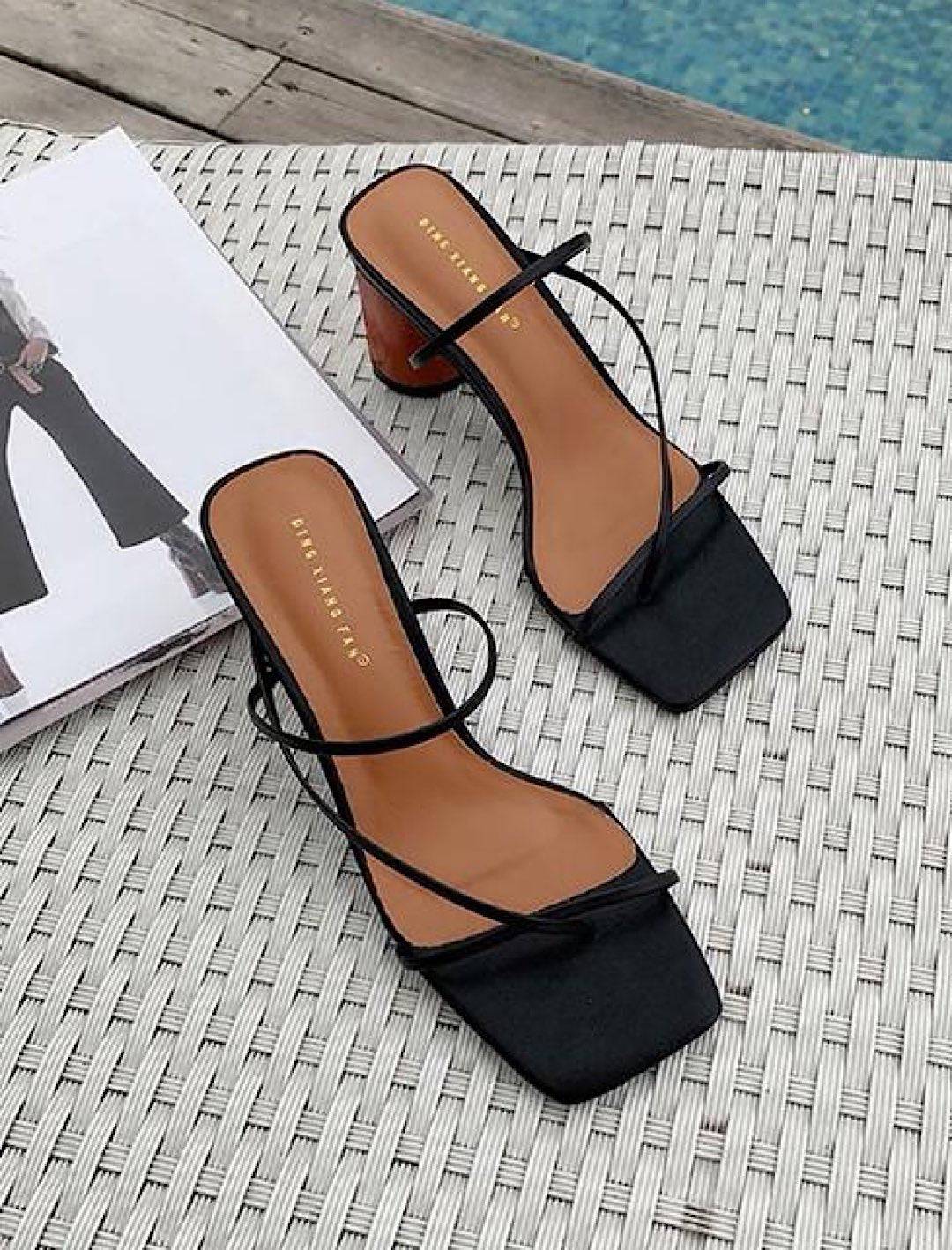 Square Toe Strappy Sandals with High Heels