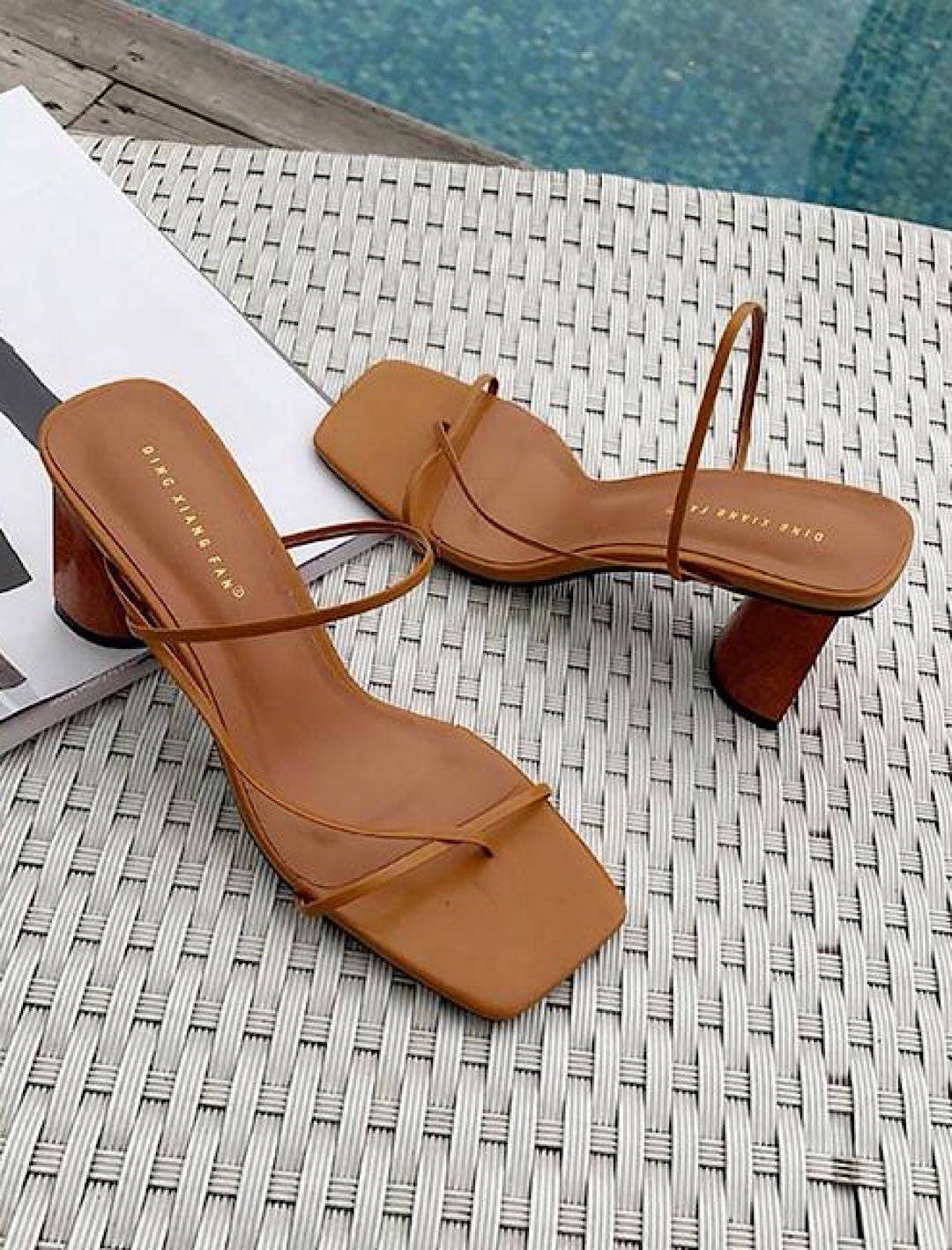 Square Toe Strappy Sandals with High Heels