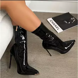 Stiletto Ankle Boots with Metal Toe