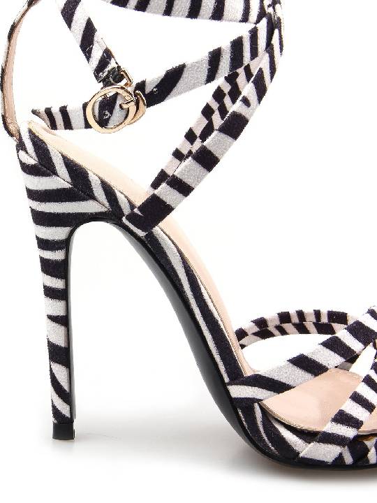 Strappy Zebra Print High Heels Open Toe Sandals