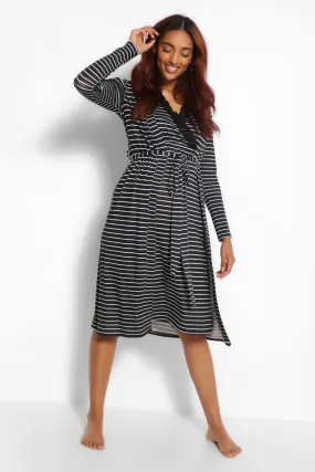 Striped Maternity Nursing Nightgown Set