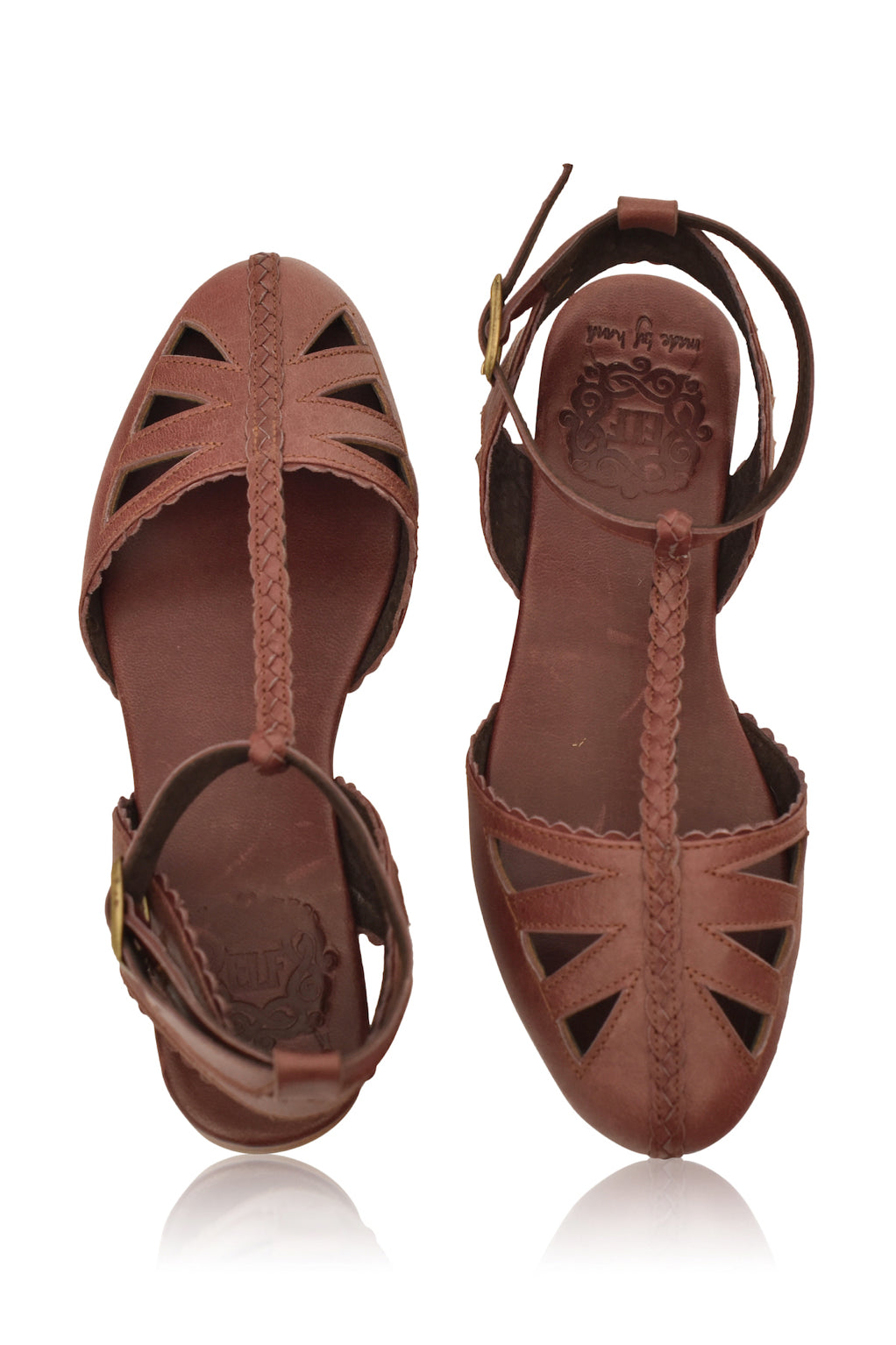 T-strap Leather Sandals