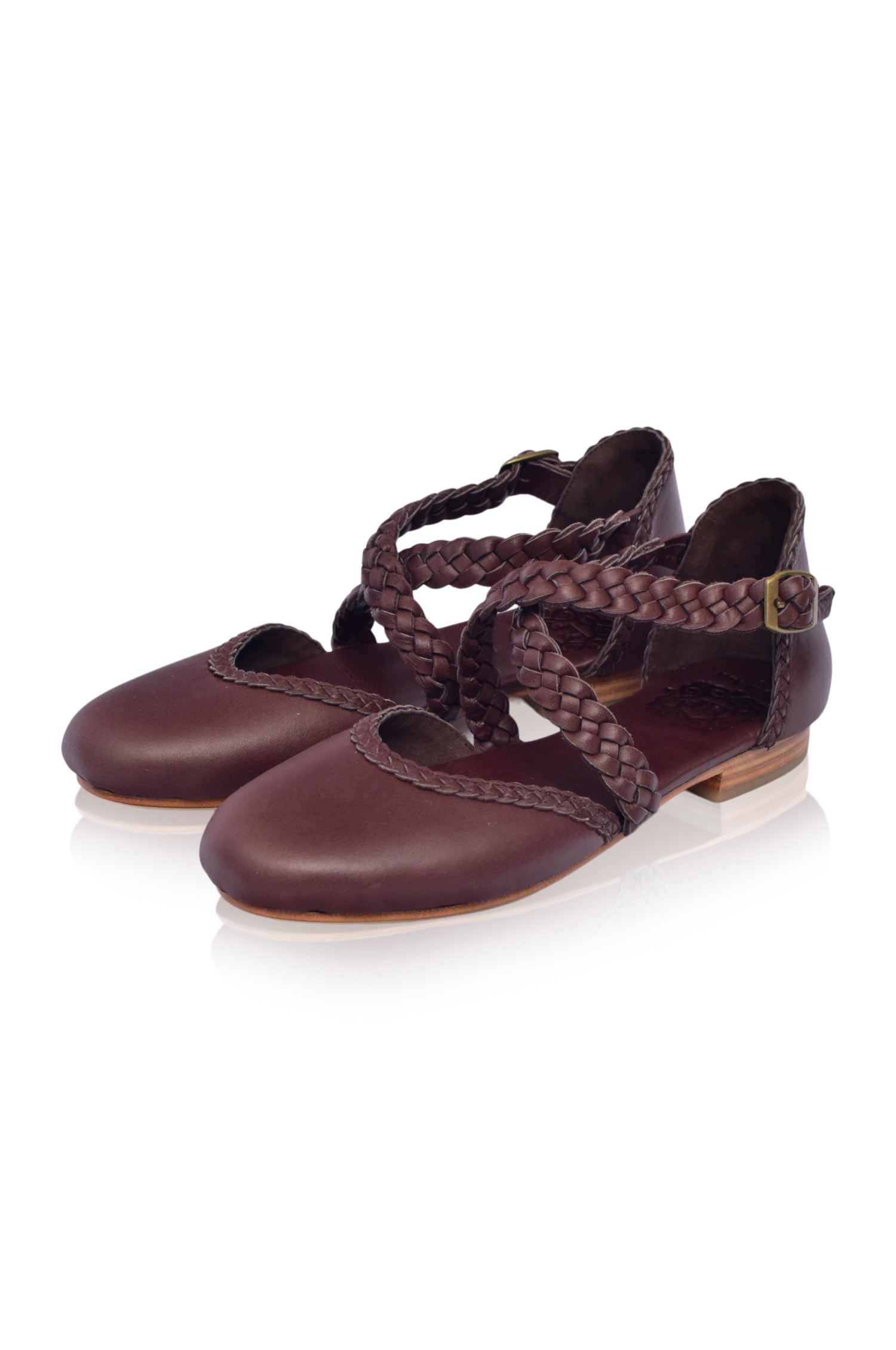 Tallulah Leather Braided Flats - Genuine Leather Flats Available