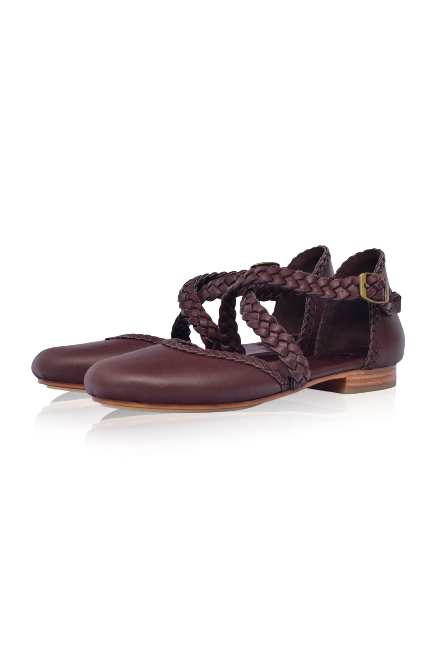 Tallulah Leather Braided Flats - Genuine Leather Flats Available