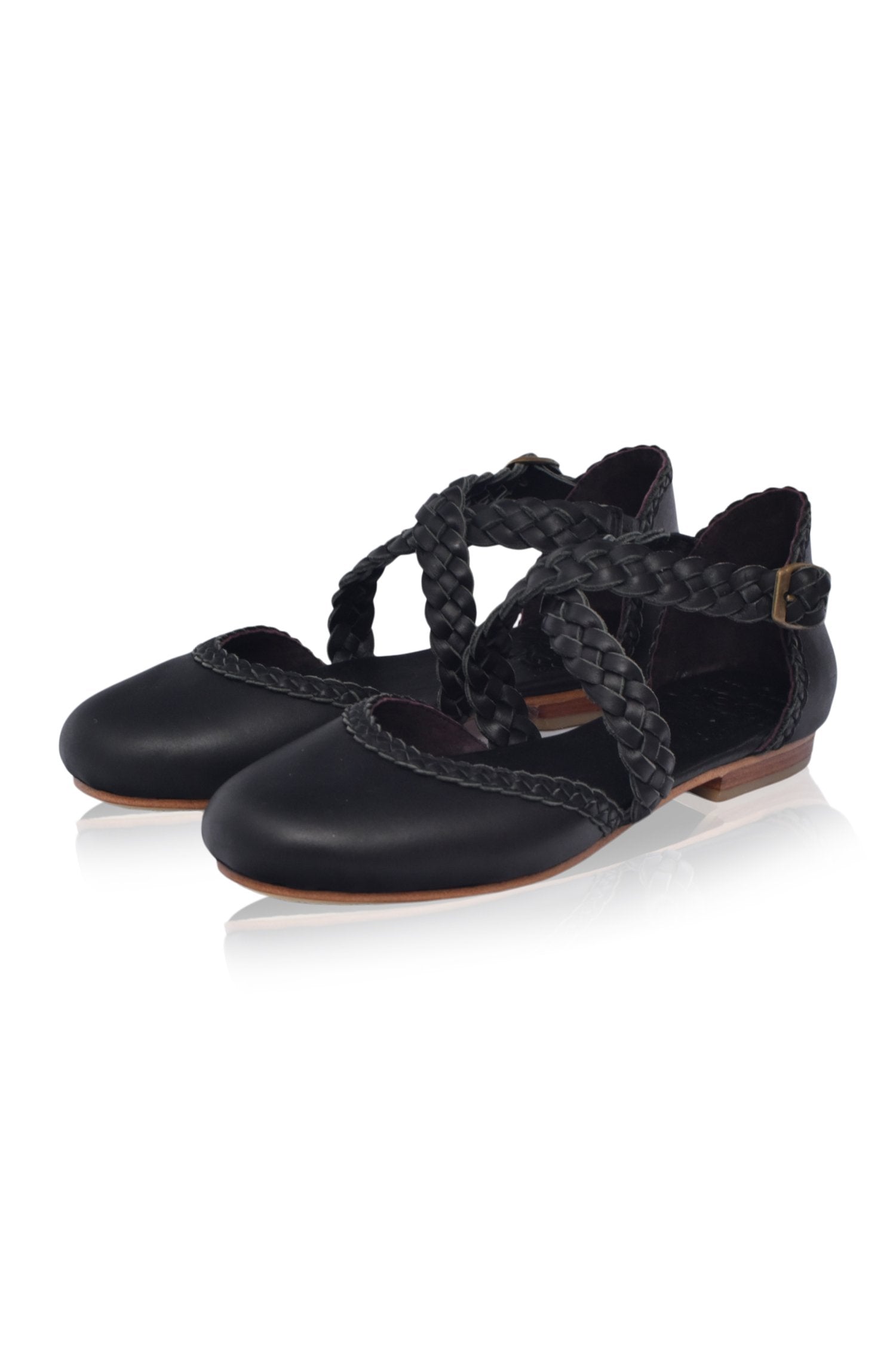 Tallulah Leather Braided Flats - Genuine Leather Flats Available