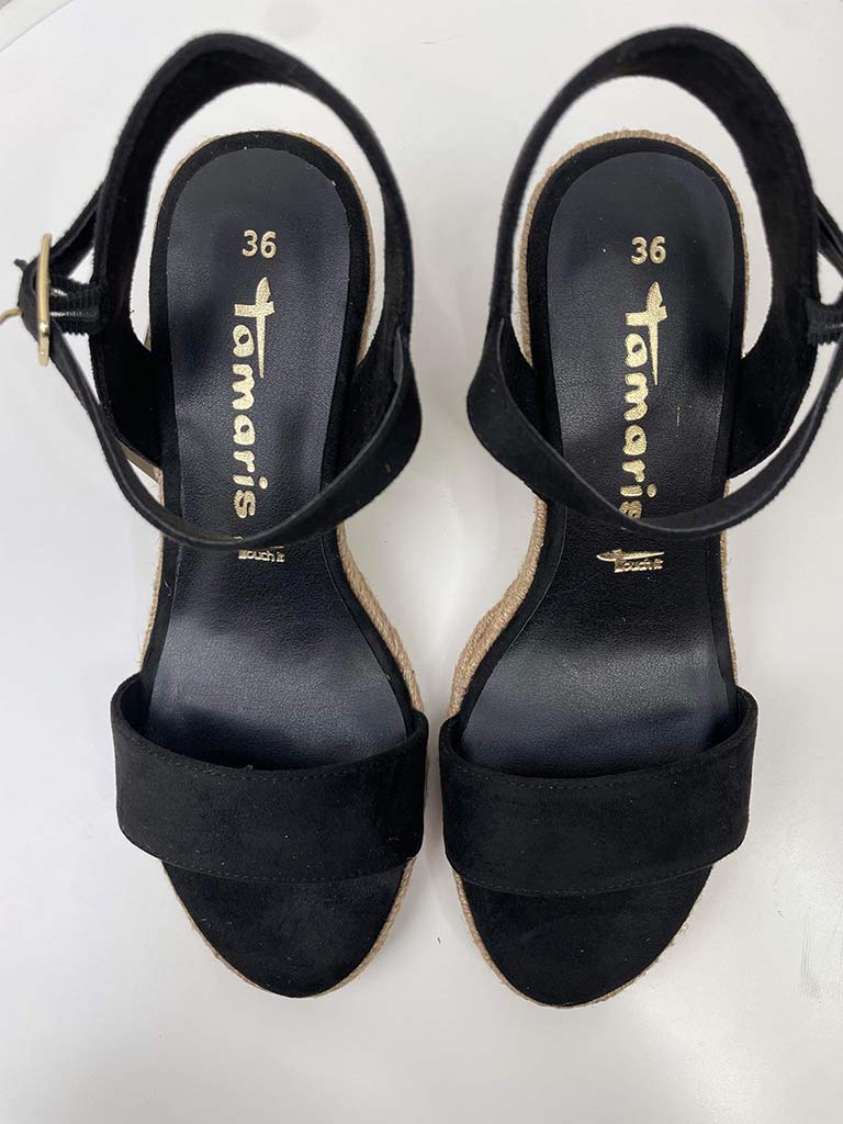 Tamaris black espadrille wedge sandals