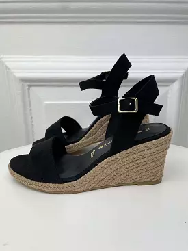 Tamaris black espadrille wedge sandals