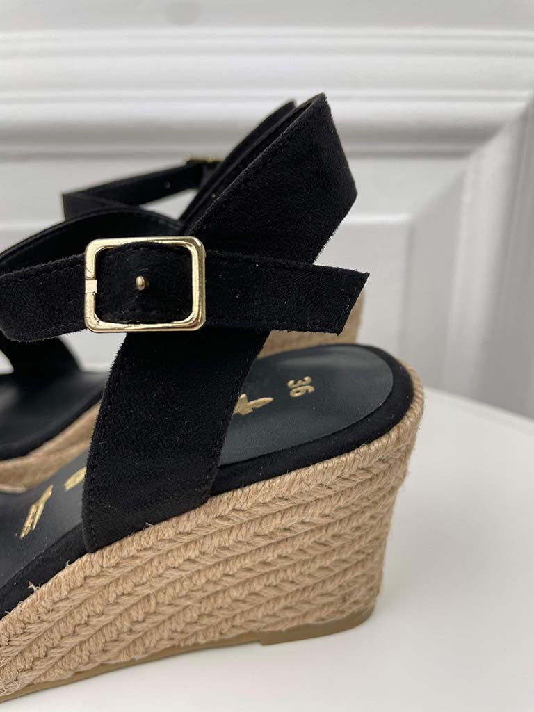 Tamaris black espadrille wedge sandals