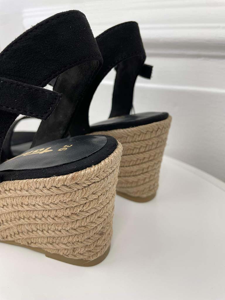 Tamaris black espadrille wedge sandals