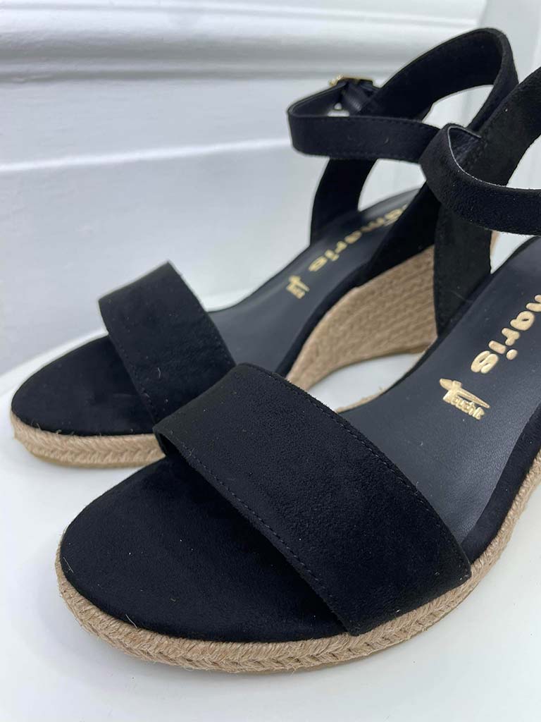 Tamaris black espadrille wedge sandals