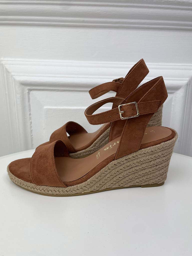 Tamaris Cognac Espadrille Wedge Sandals