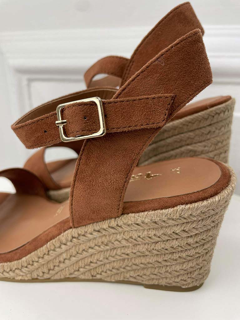 Tamaris Cognac Espadrille Wedge Sandals