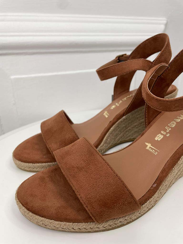 Tamaris Cognac Espadrille Wedge Sandals