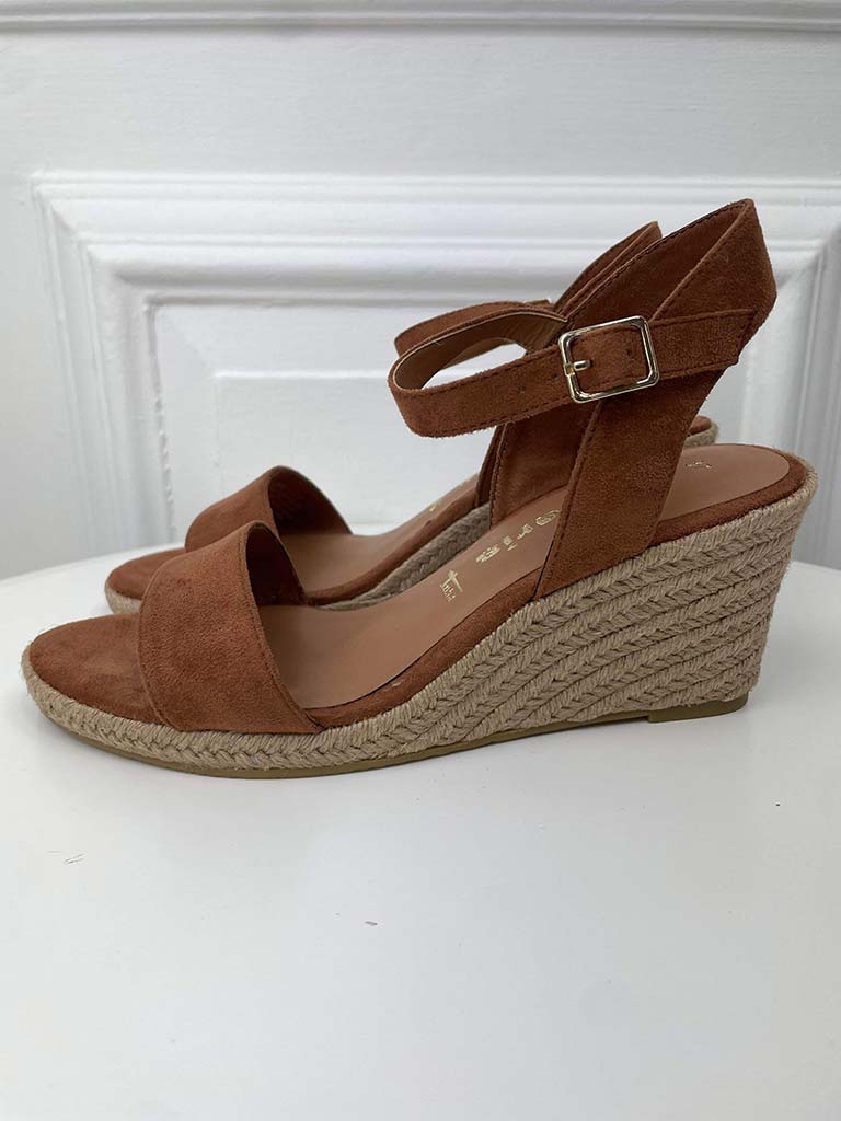 Tamaris Cognac Espadrille Wedge Sandals