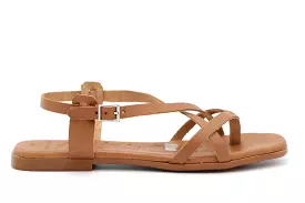 Tan leather gladiator sandals - Shop now.