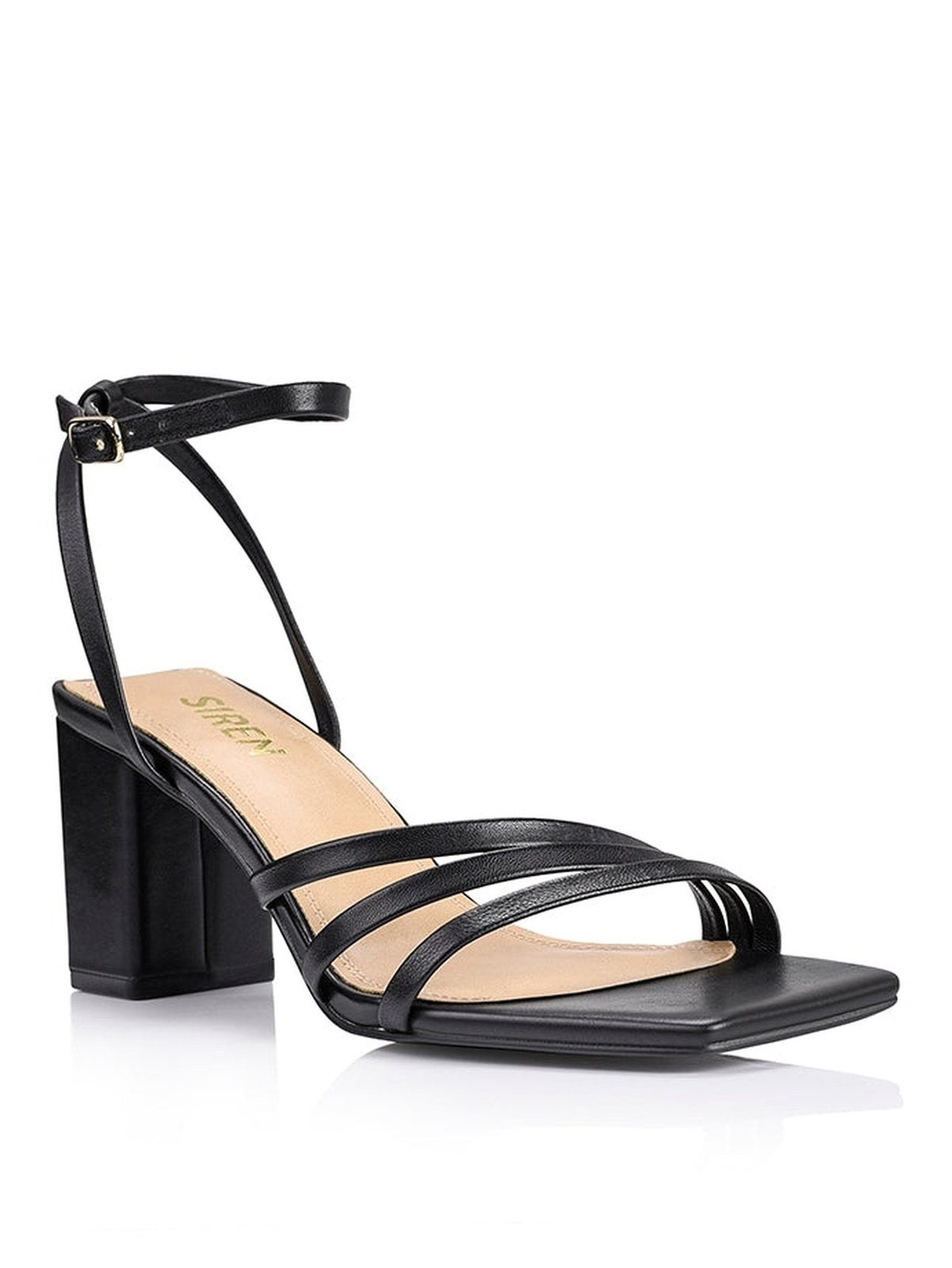 Tessie Black Leather Block Heel Sandals