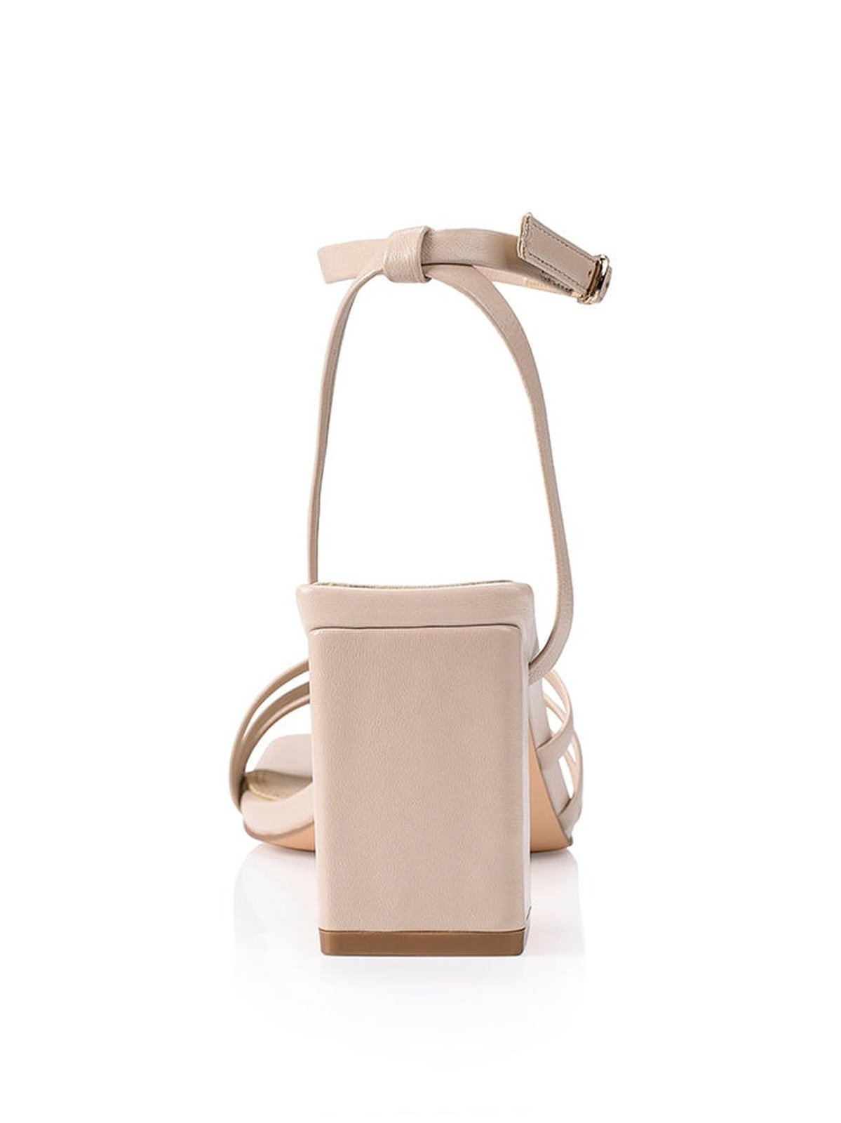 Tessie Nude Leather Block Heel Sandals.