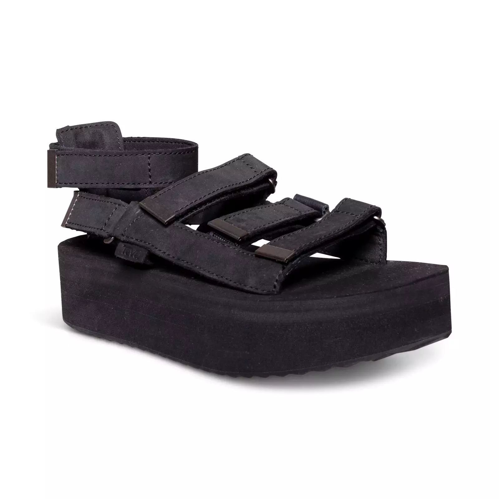 Teva Black Leather Women's Flatform Mevia Sandals