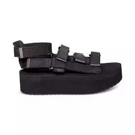 Teva Black Leather Women's Flatform Mevia Sandals