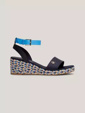 TOMMY HILFIGER Black Satin Wedge Sandals