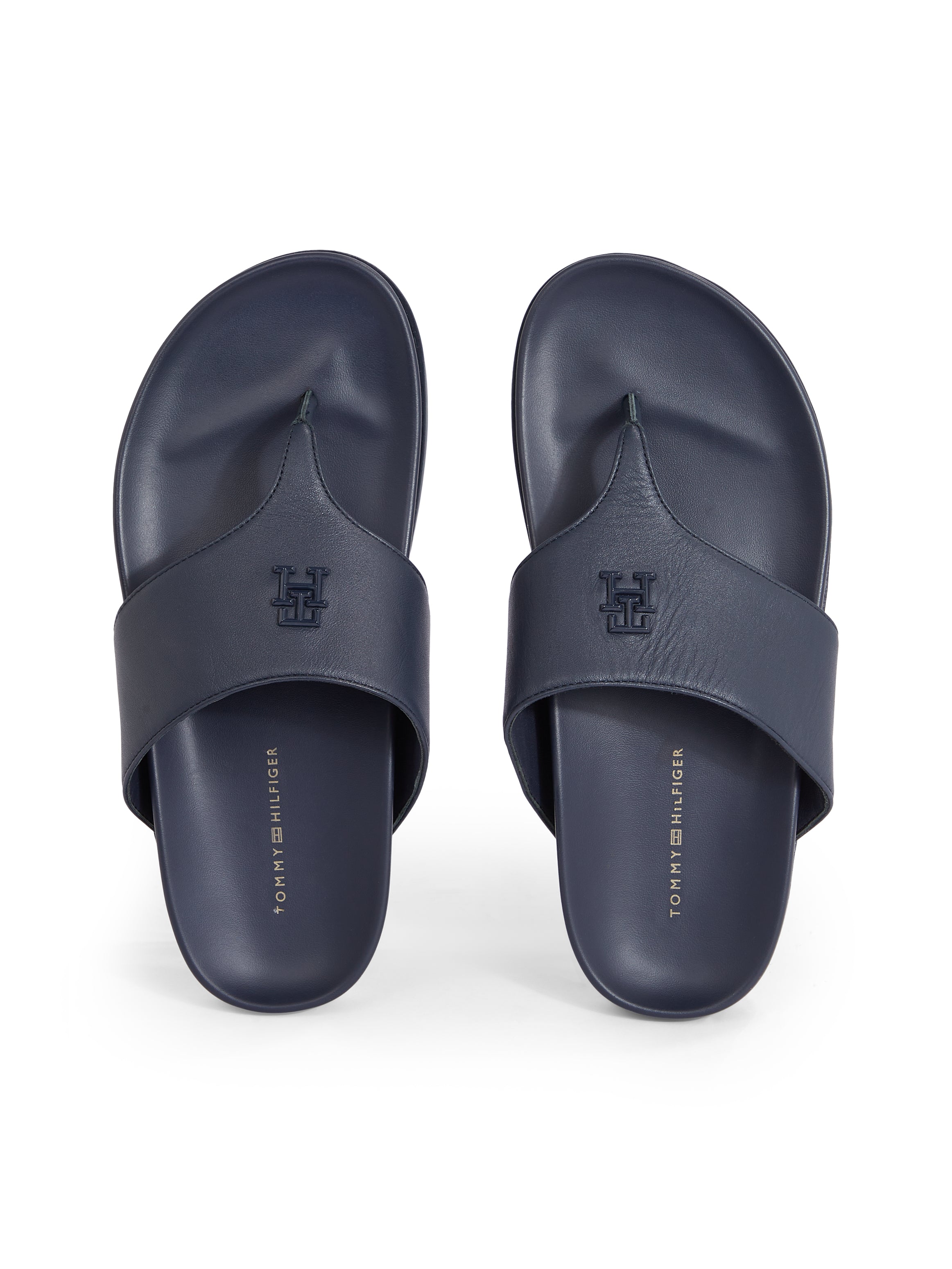 Tommy Hilfiger Navy Leather Comfort Sandals.