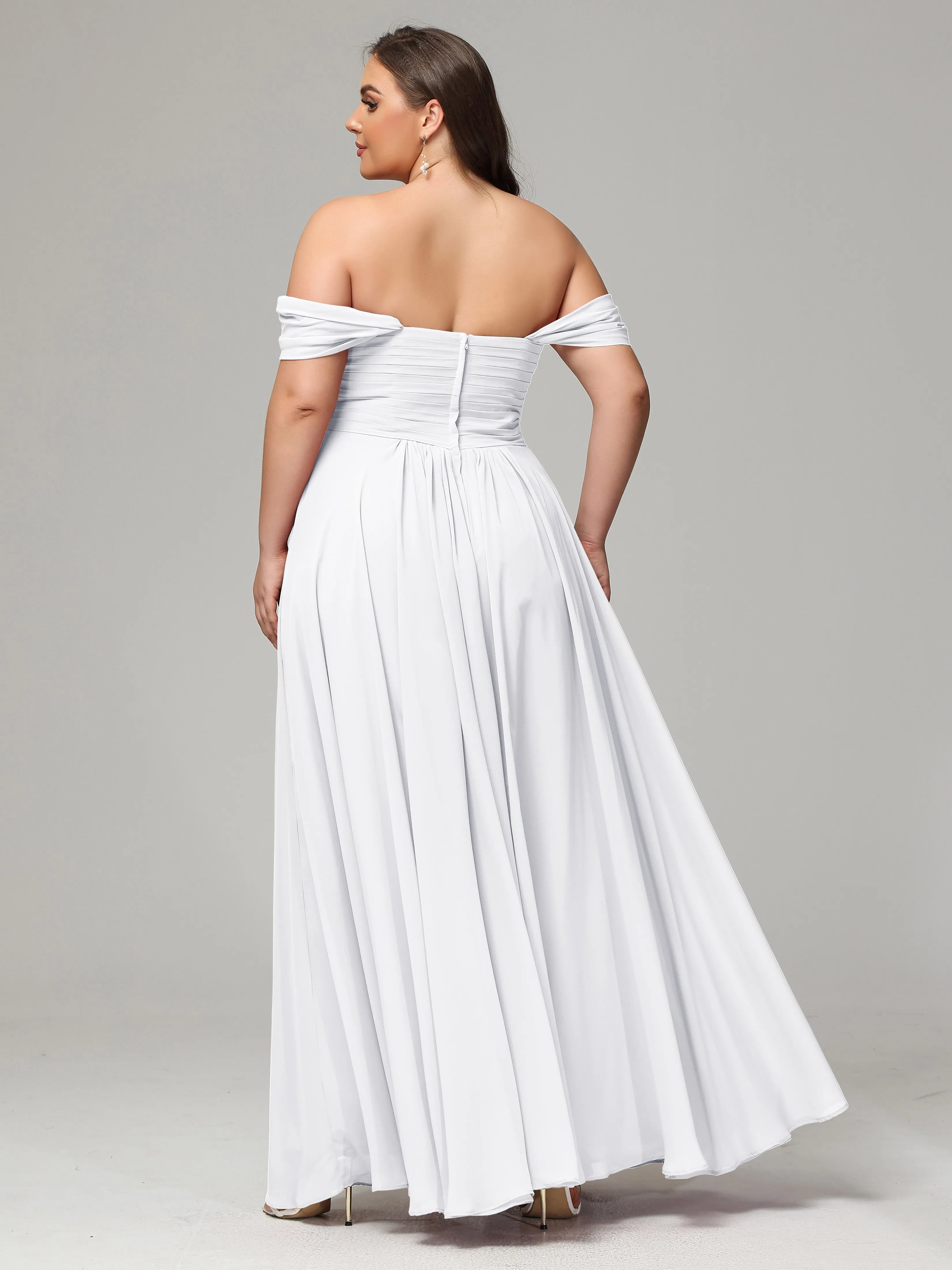 A-line Wrap Chiffon Plus Size Bridesmaid Dress