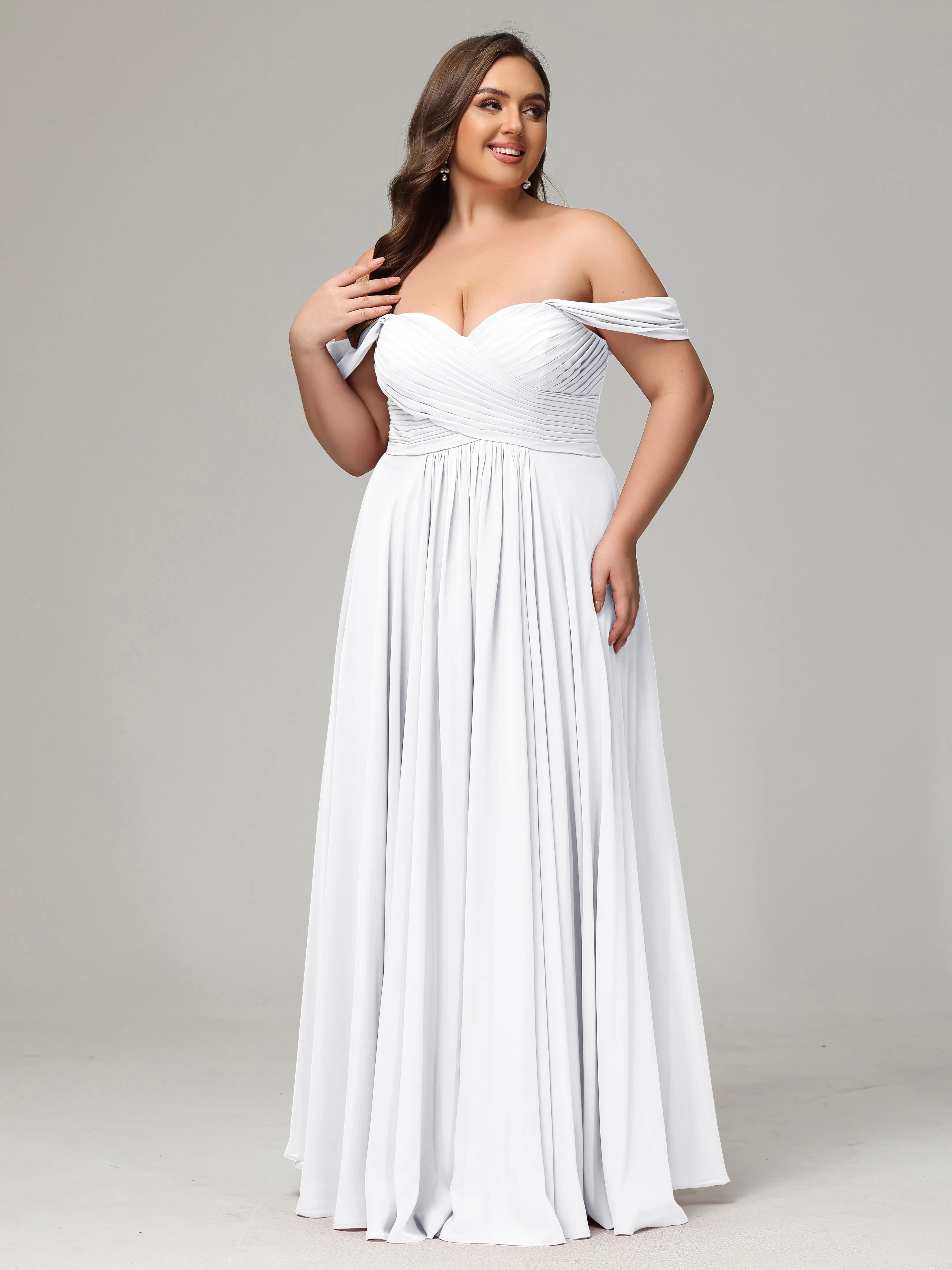 A-line Wrap Chiffon Plus Size Bridesmaid Dress