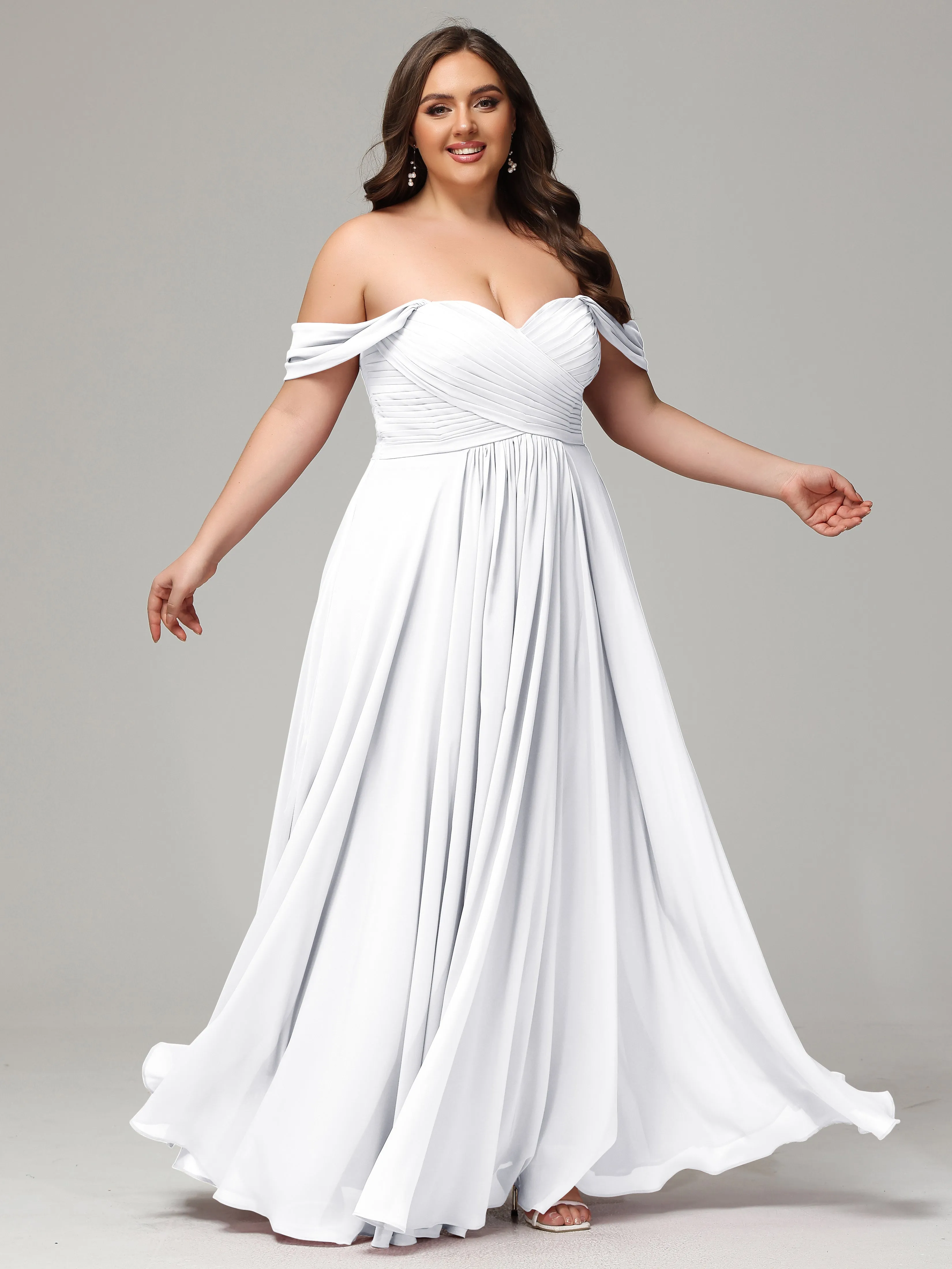 A-line Wrap Chiffon Plus Size Bridesmaid Dress