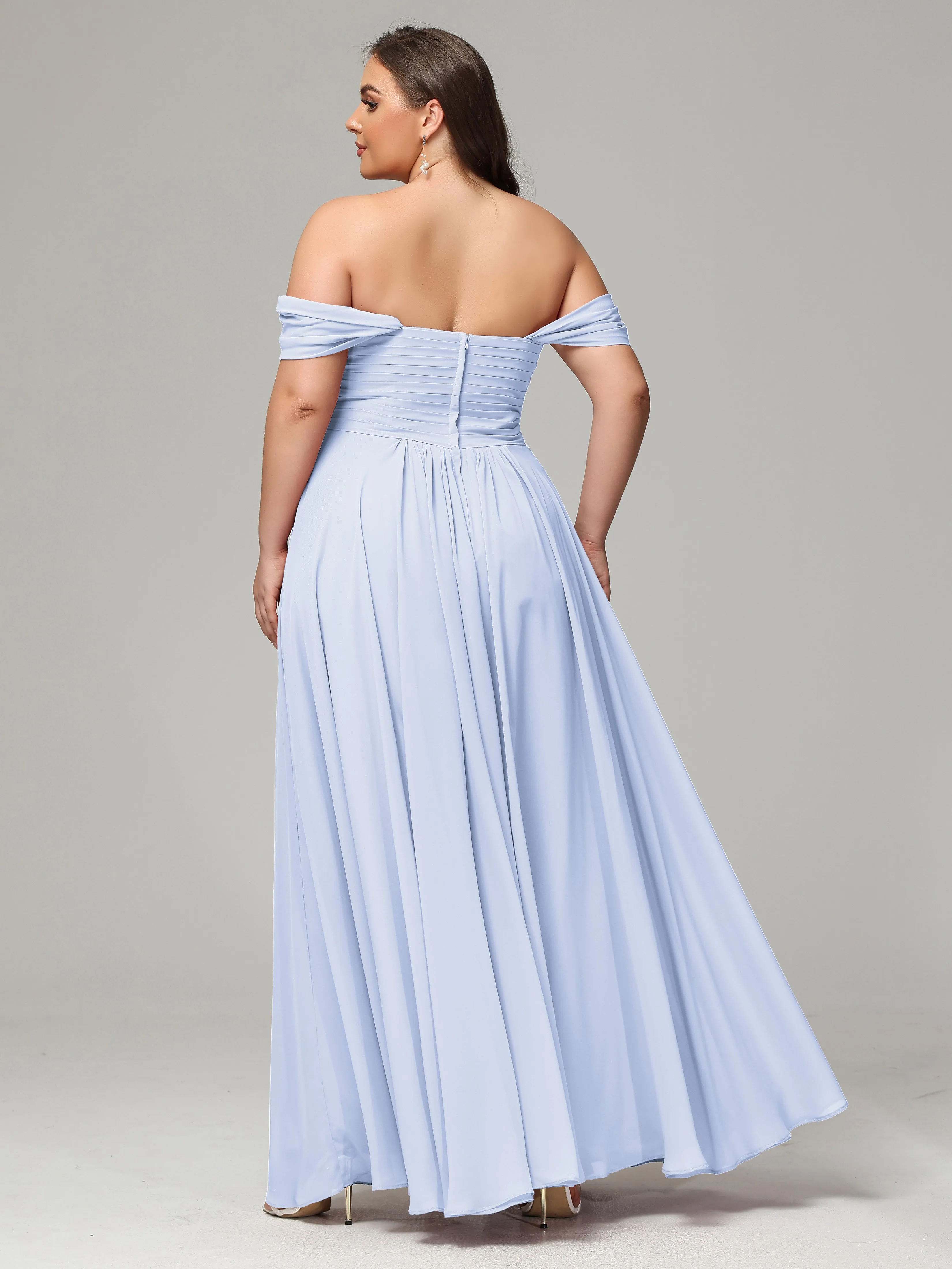 A-line Wrap Chiffon Plus Size Bridesmaid Dress