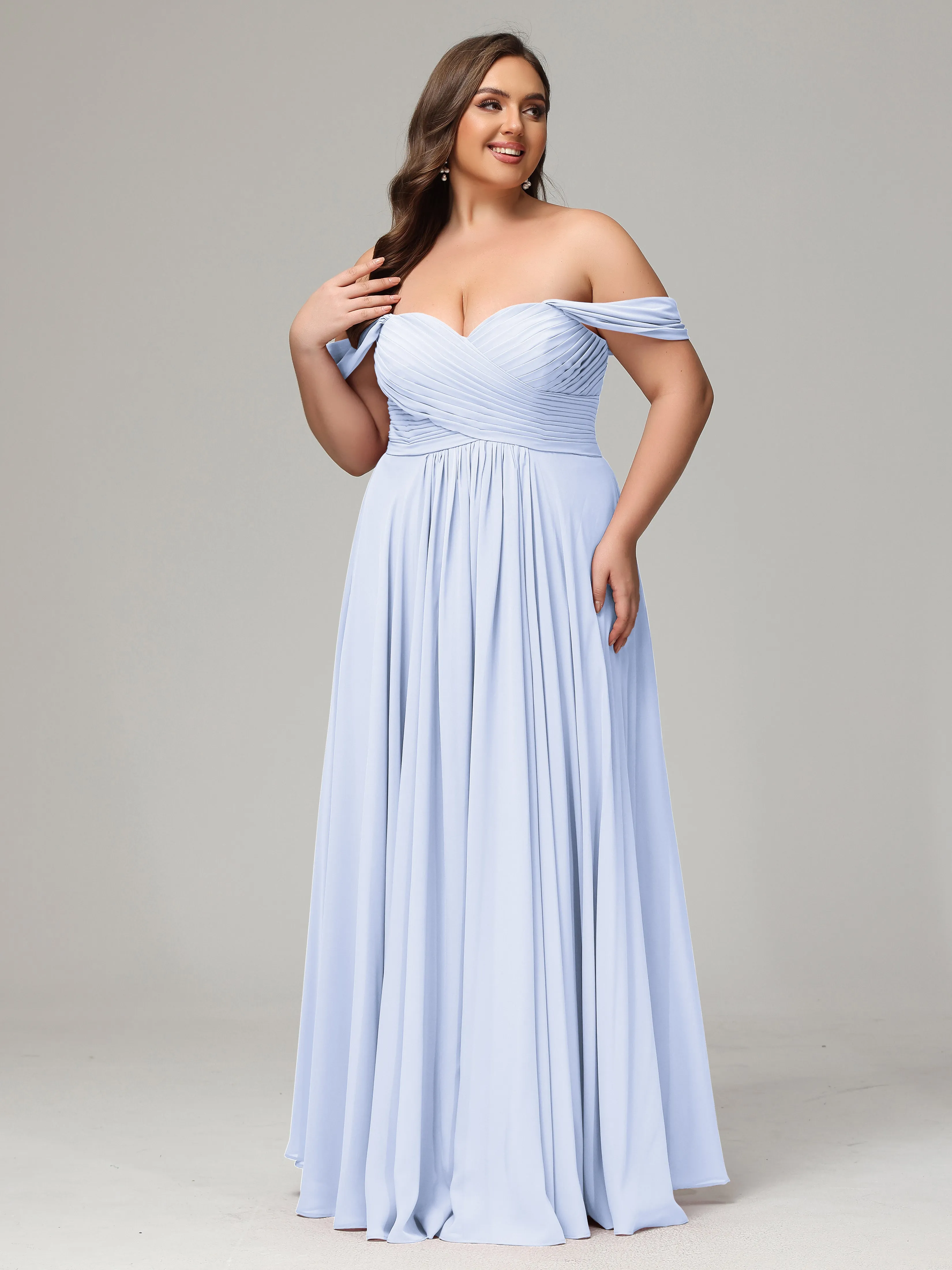 A-line Wrap Chiffon Plus Size Bridesmaid Dress