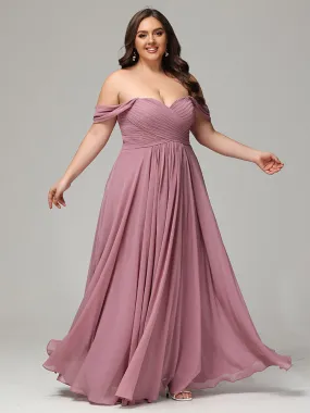 A-line Wrap Chiffon Plus Size Bridesmaid Dress