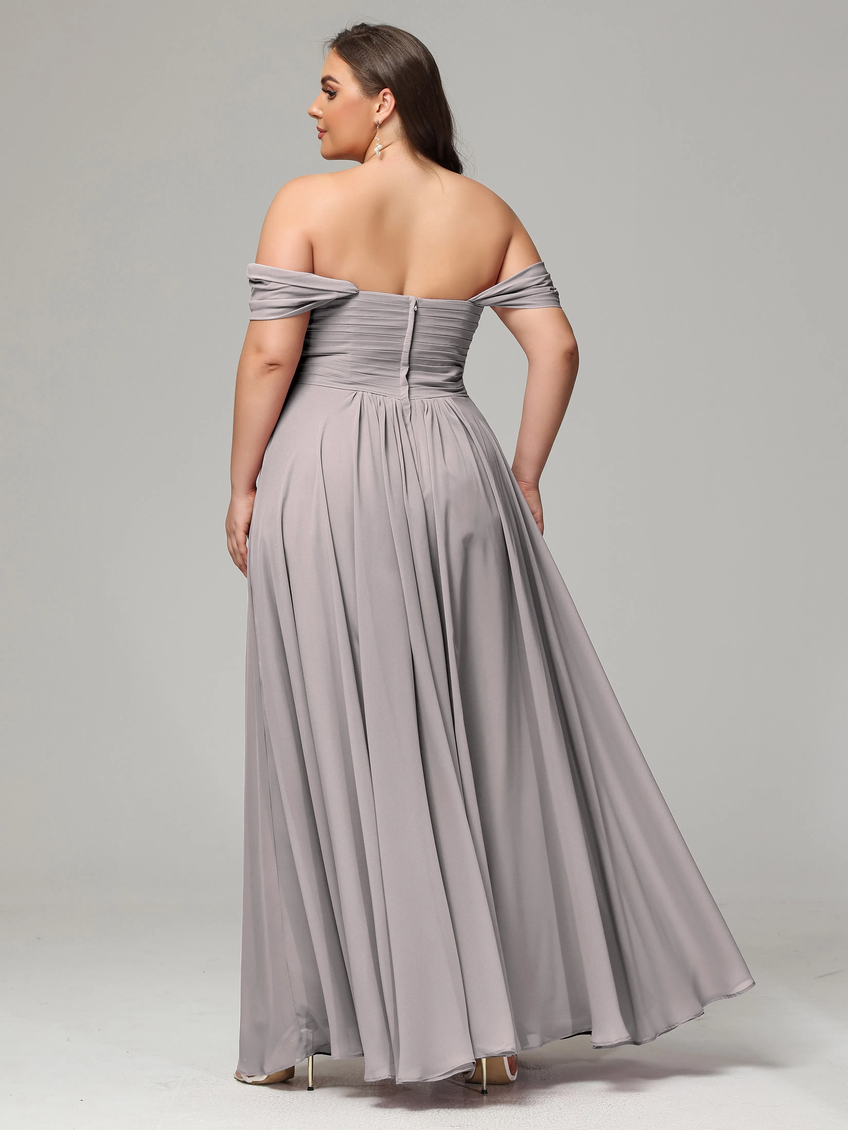 A-line Wrap Chiffon Plus Size Bridesmaid Dress