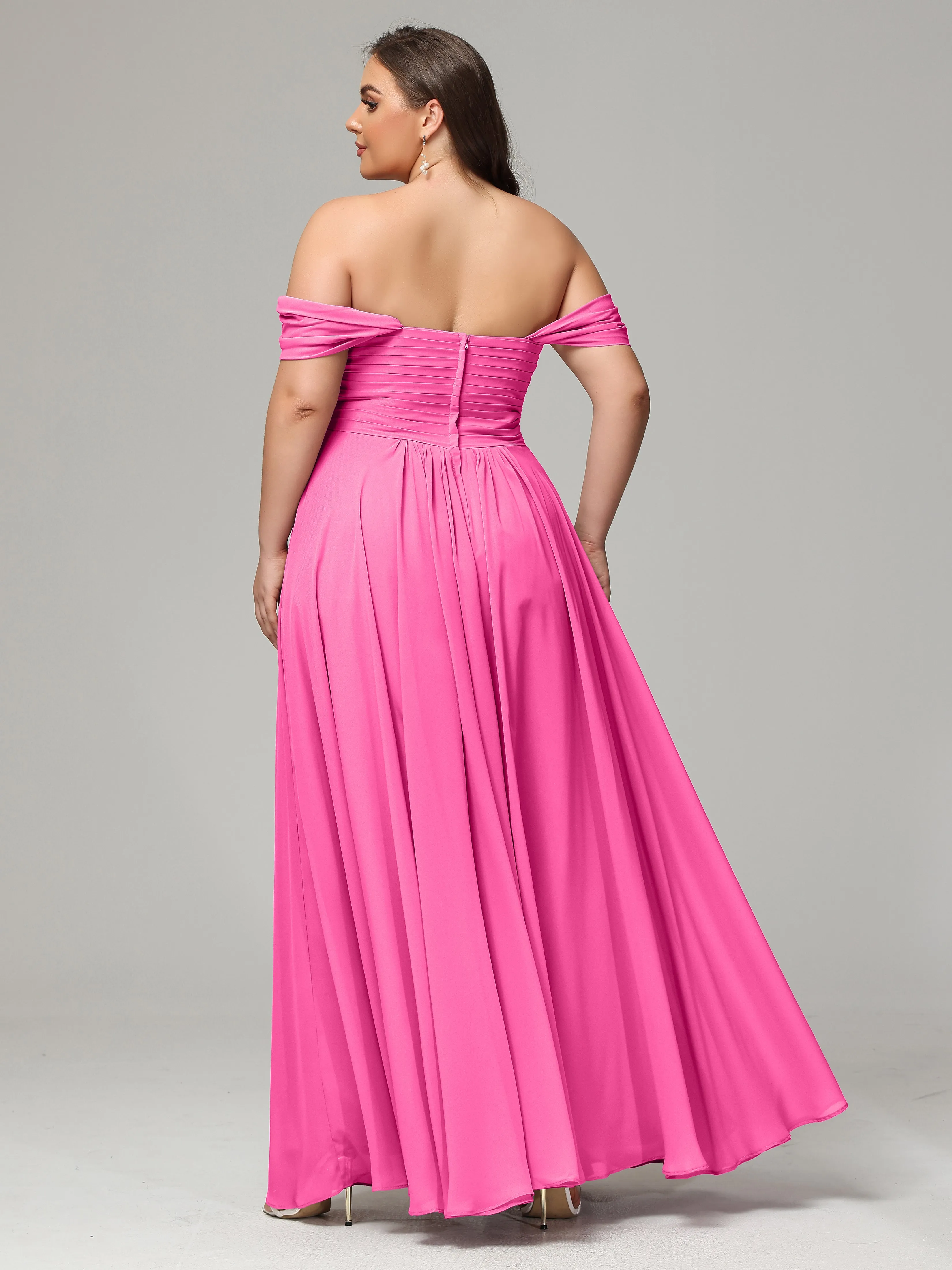 A-line Wrap Chiffon Plus Size Bridesmaid Dress