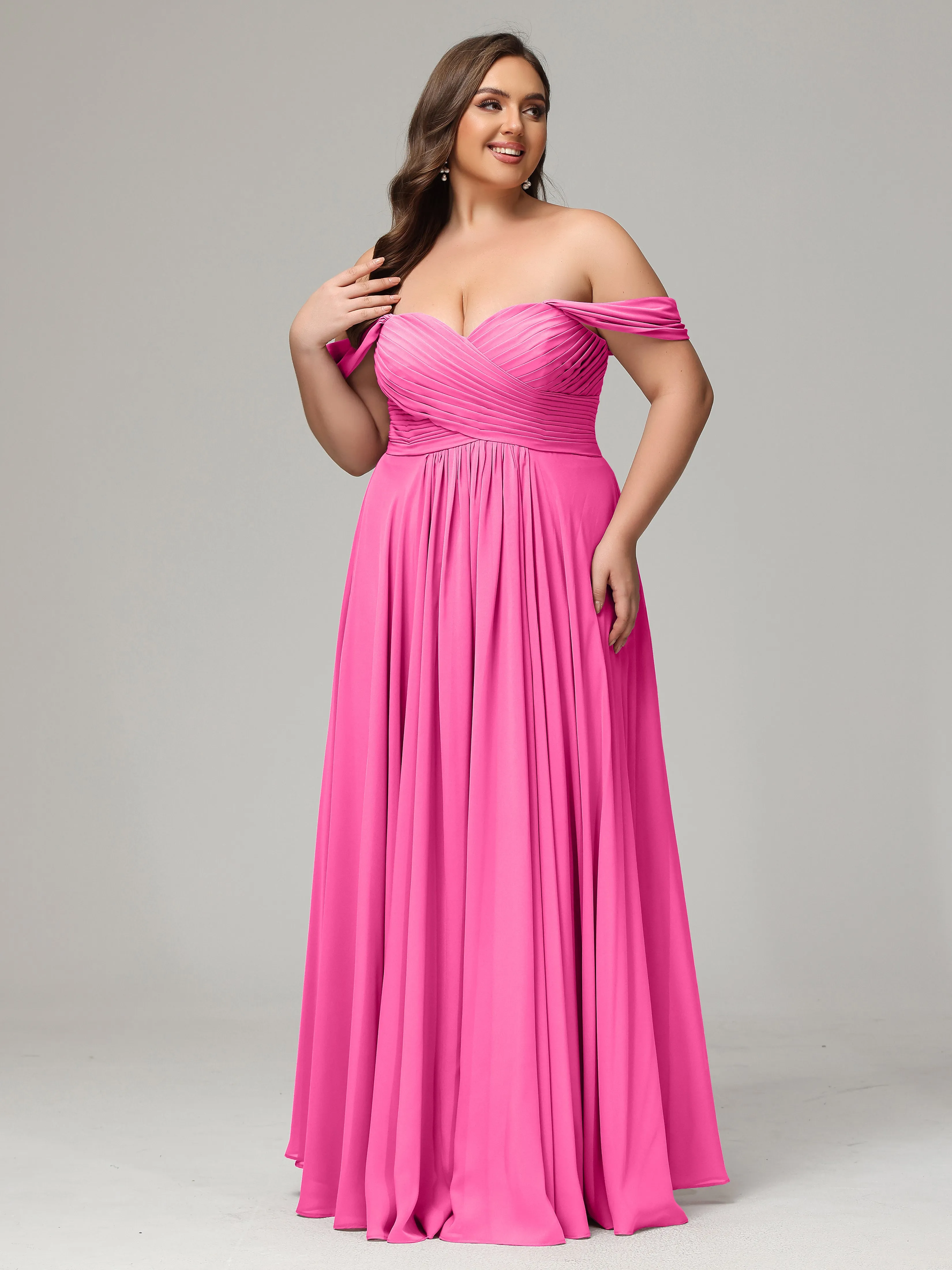 A-line Wrap Chiffon Plus Size Bridesmaid Dress