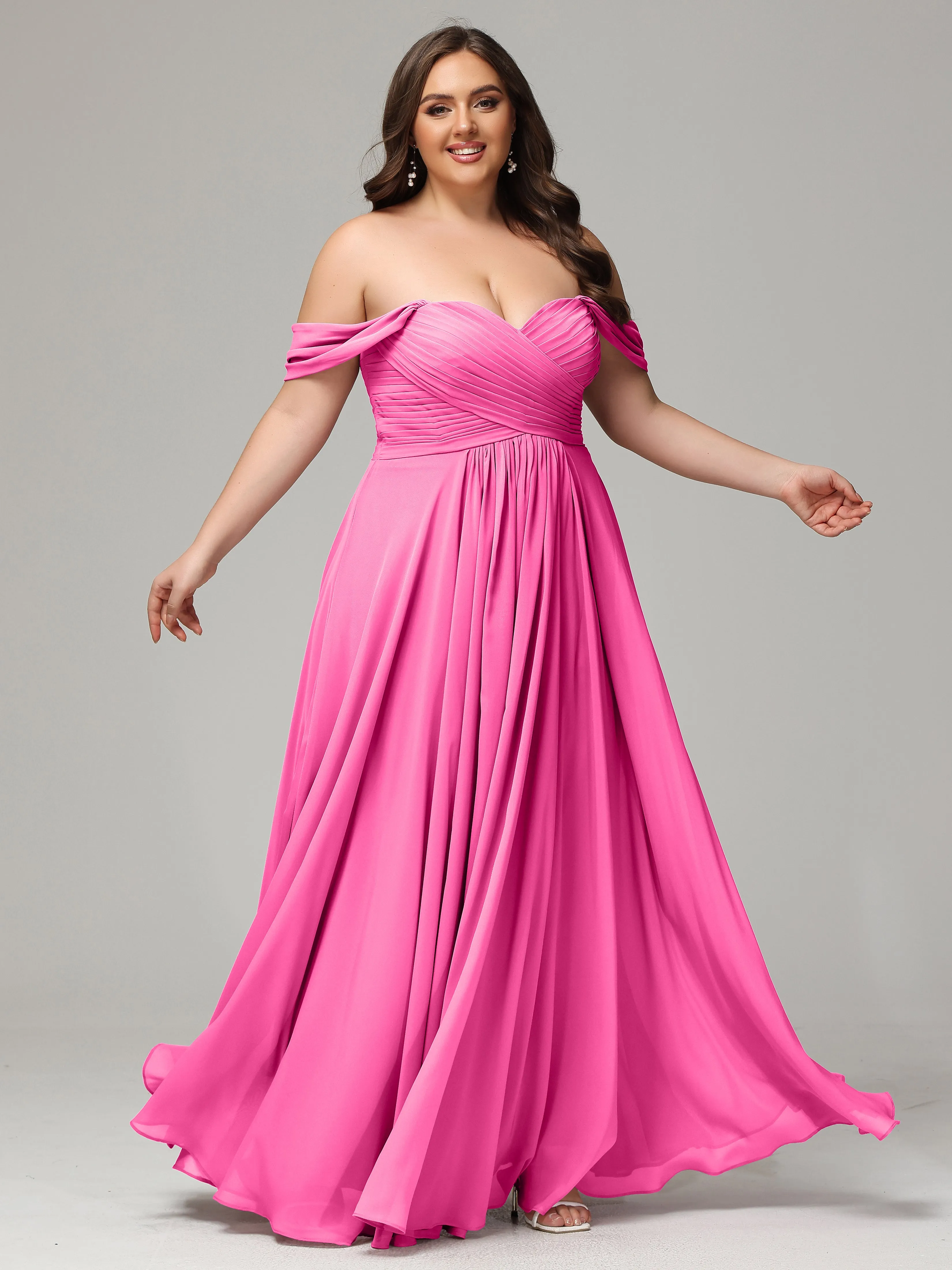 A-line Wrap Chiffon Plus Size Bridesmaid Dress