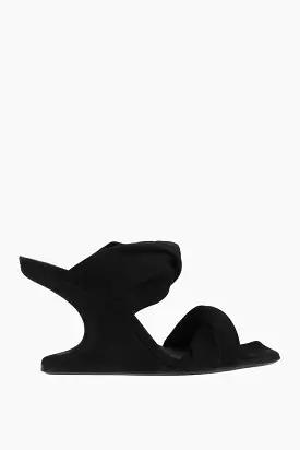 Twisted wedge sandals with cantilever design in nabuk material