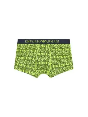 Men's Neon Yellow Logo Pattern Cotton Drawstring Underwear