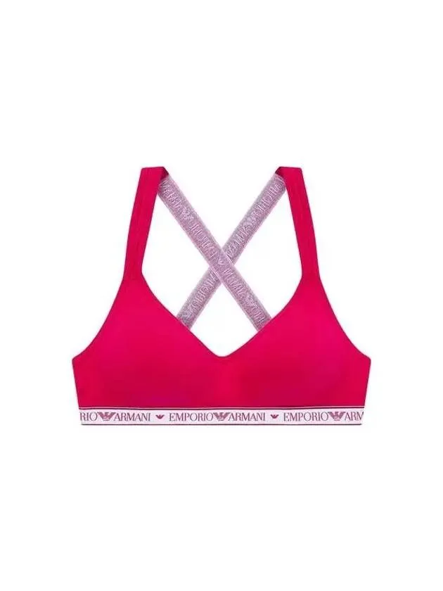 Dark Pink Cross Logo Band Bralette Bra for Women