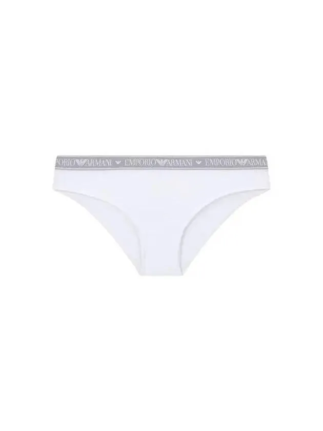 White Cotton Briefs with Logo Band for Women