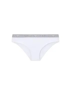 White Cotton Briefs with Logo Band for Women