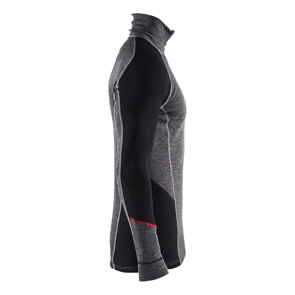 Xwarm Merino Zip-Neck Top 100% Wool Medium Gray/Black