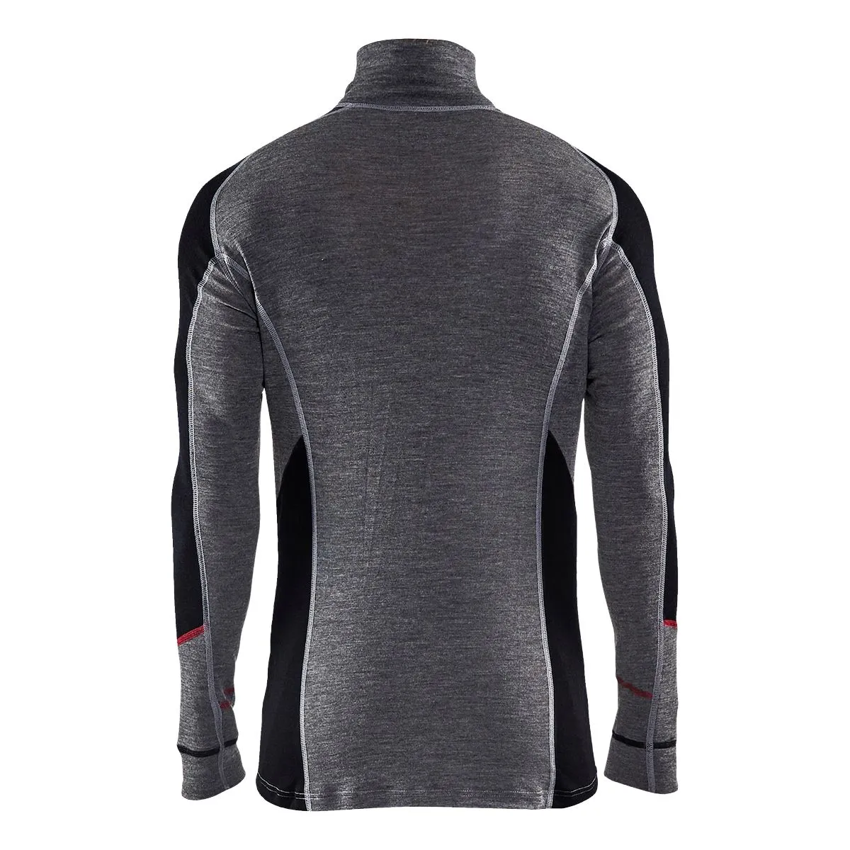 Xwarm Merino Zip-Neck Top 100% Wool Medium Gray/Black