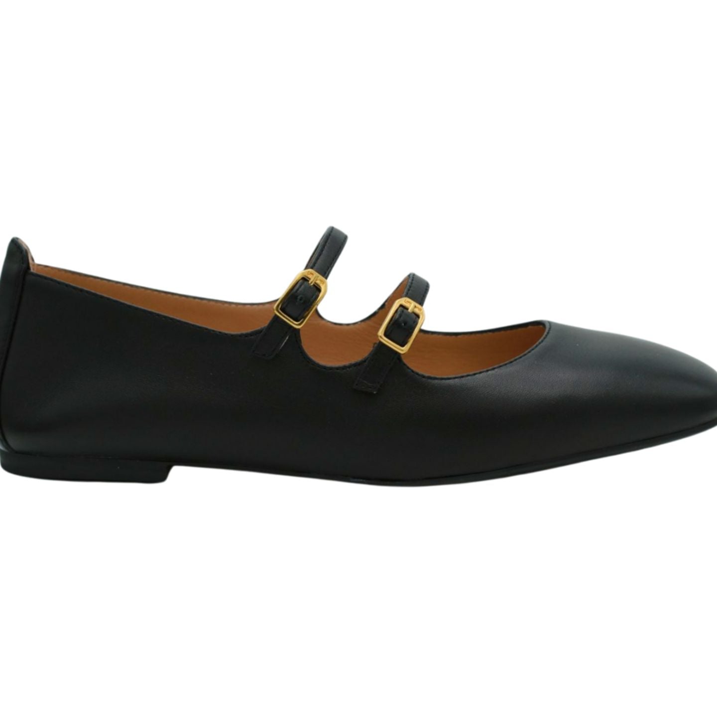 UNISA Black Leather Mary Jane Ballet Flat Shoe