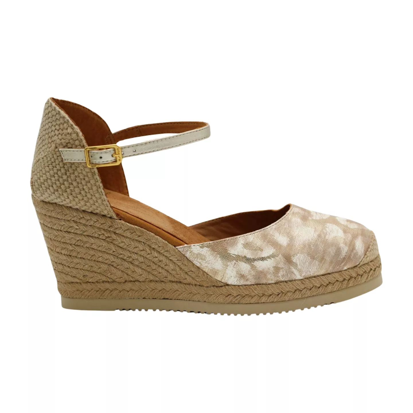 UNISA Gold Leather Castilla Espadrille