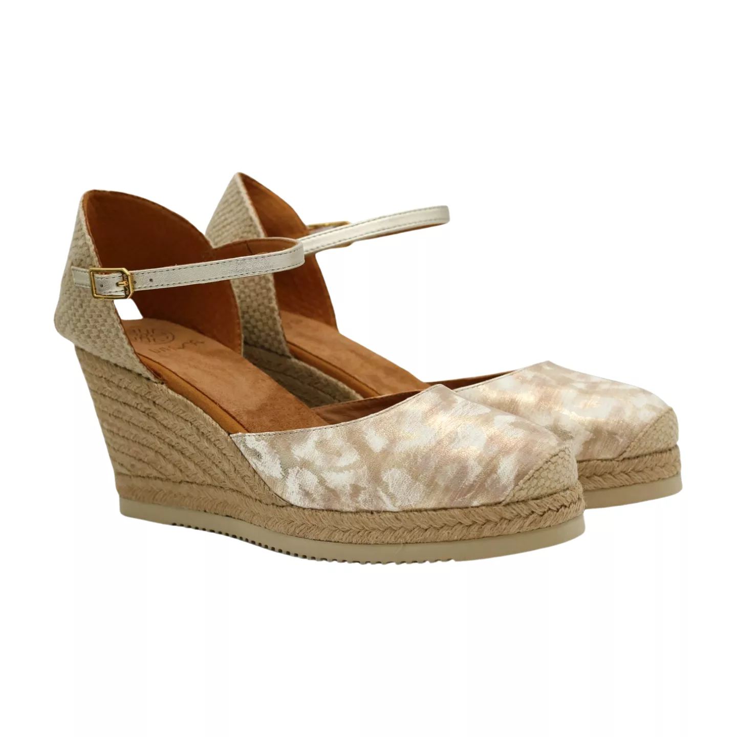 UNISA Gold Leather Castilla Espadrille