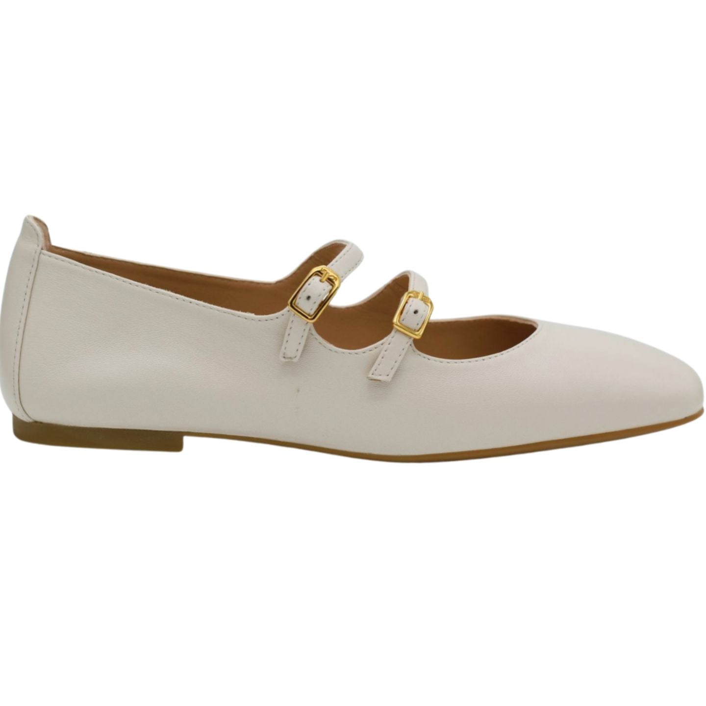 UNISA Ivory Leather Mary Jane Ballet Flat