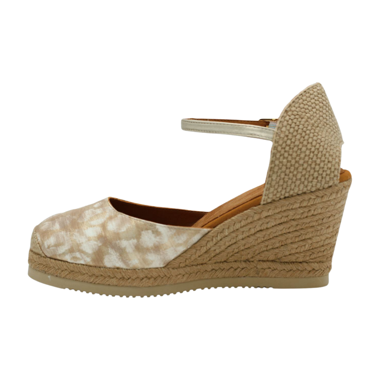 UNISA Leather Espadrille Castilla - Gold Print