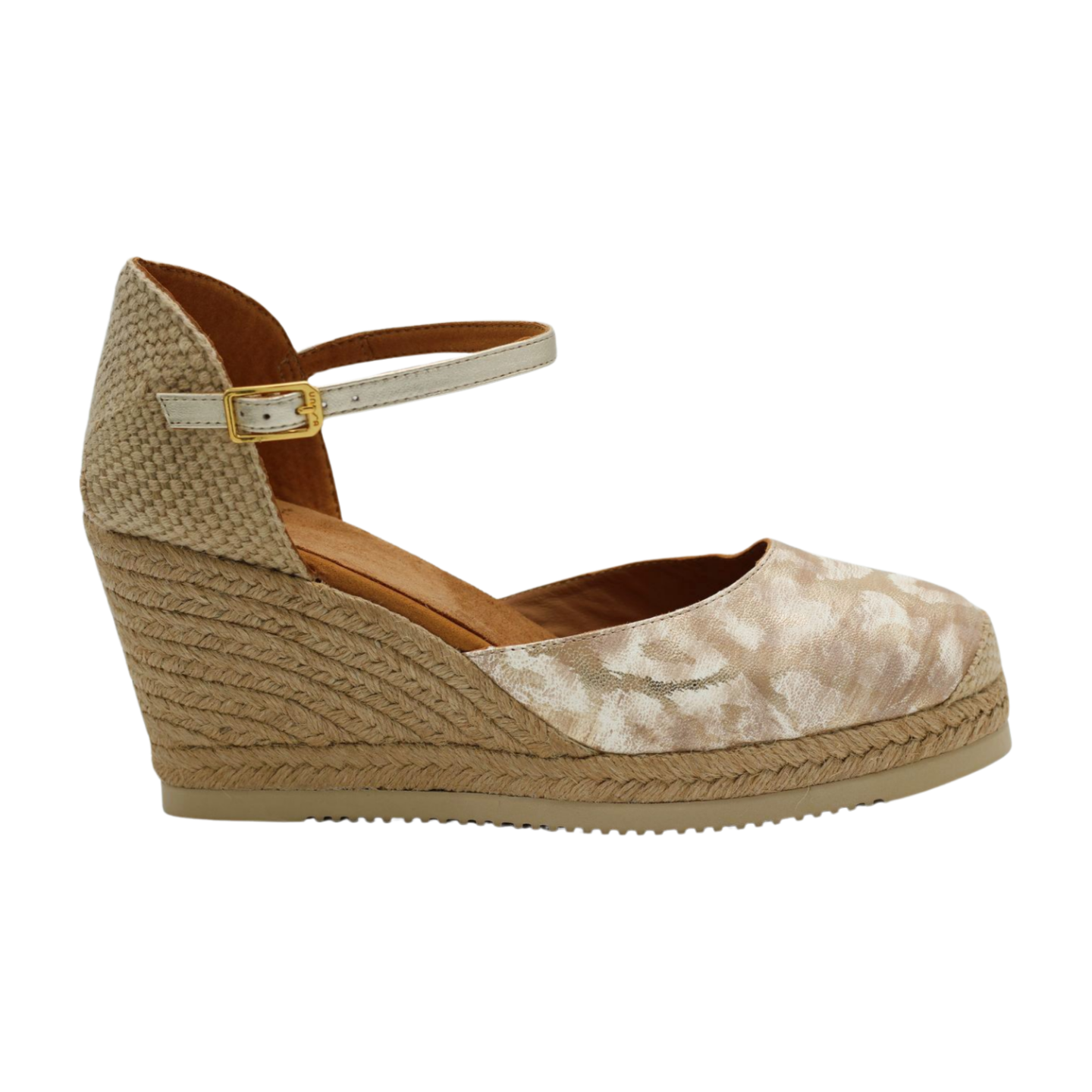 UNISA Leather Espadrille Castilla - Gold Print