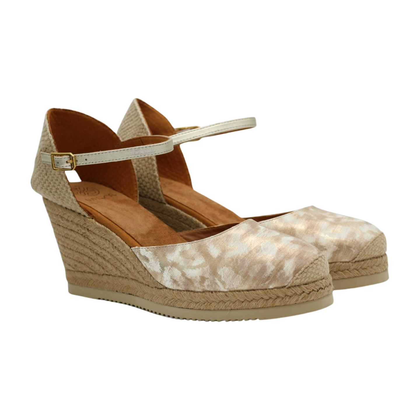 UNISA Leather Espadrille Castilla - Gold Print